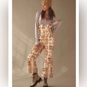 Free People 💛 Alpine Glow Printed 💛Cream and Brown Patterned Jumpsuit